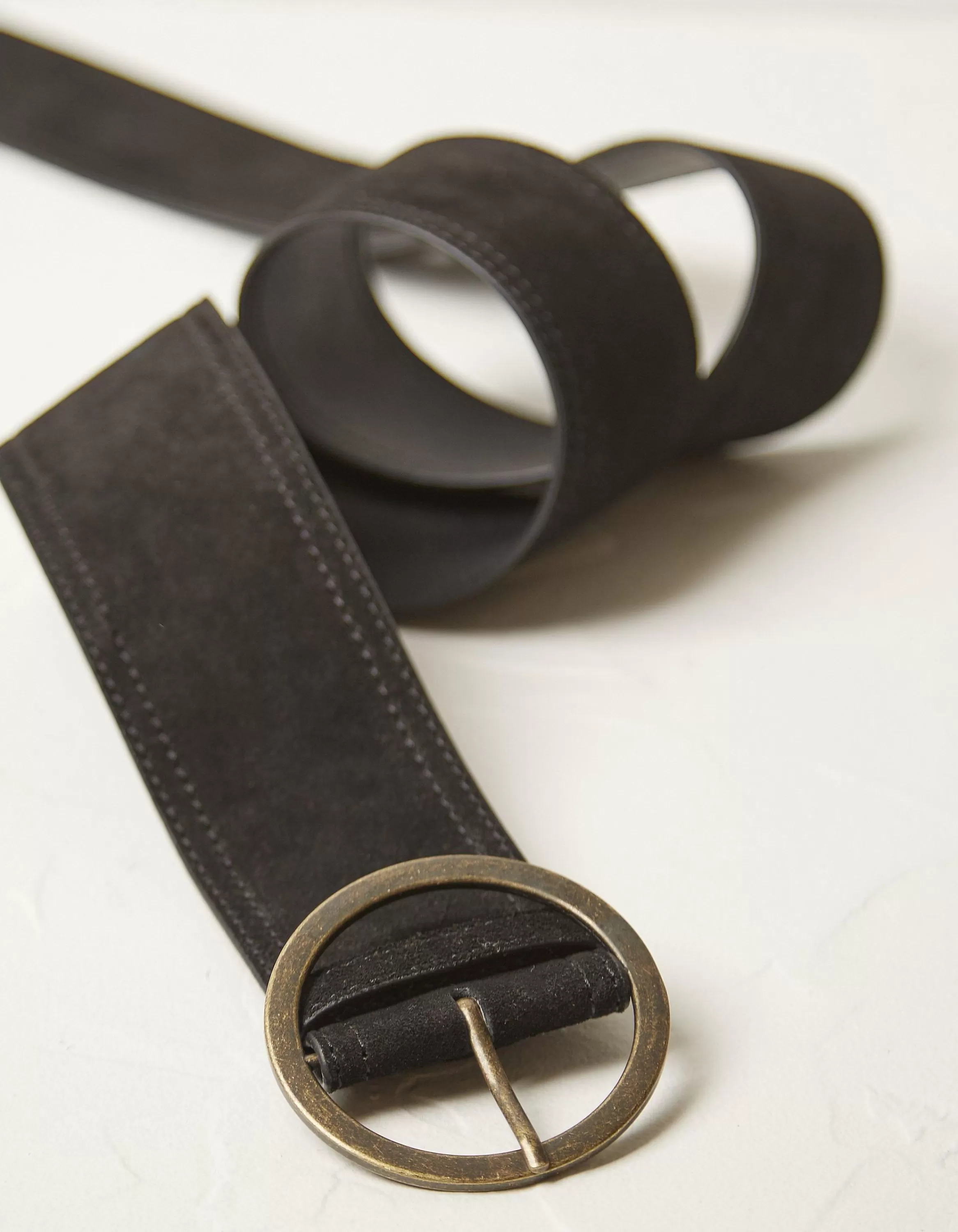 New FatFace Wide Suede Belt Black