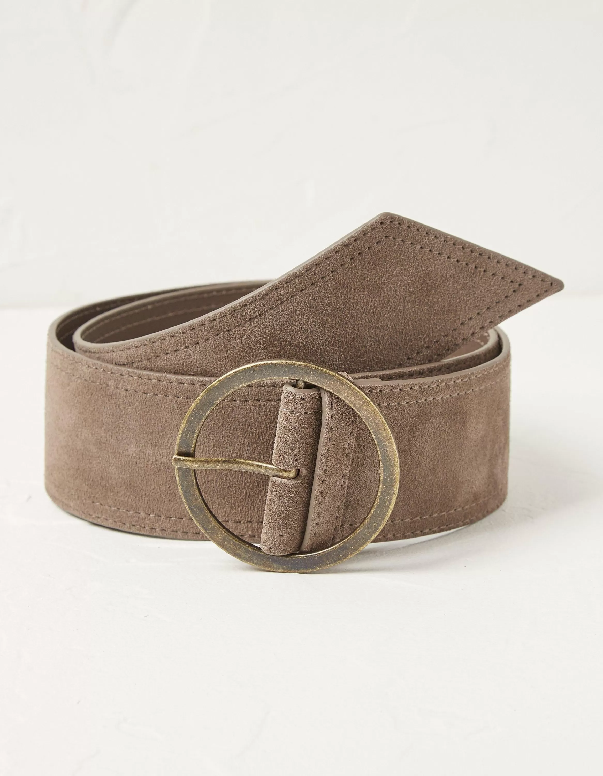 New FatFace Wide Suede Waist Belt Light Stone