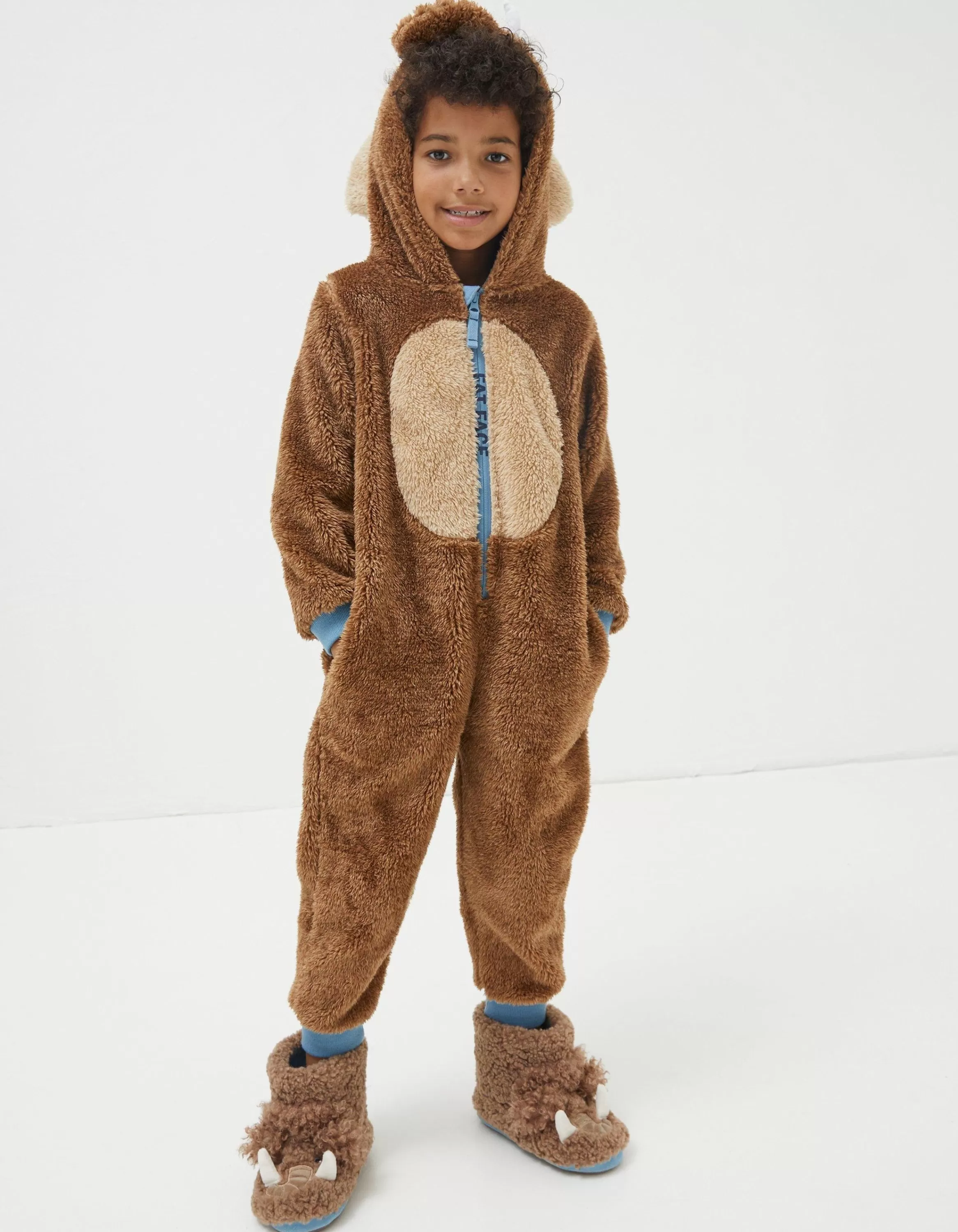 Discount FatFace Wilfred Mammoth Onesie Brown Marl