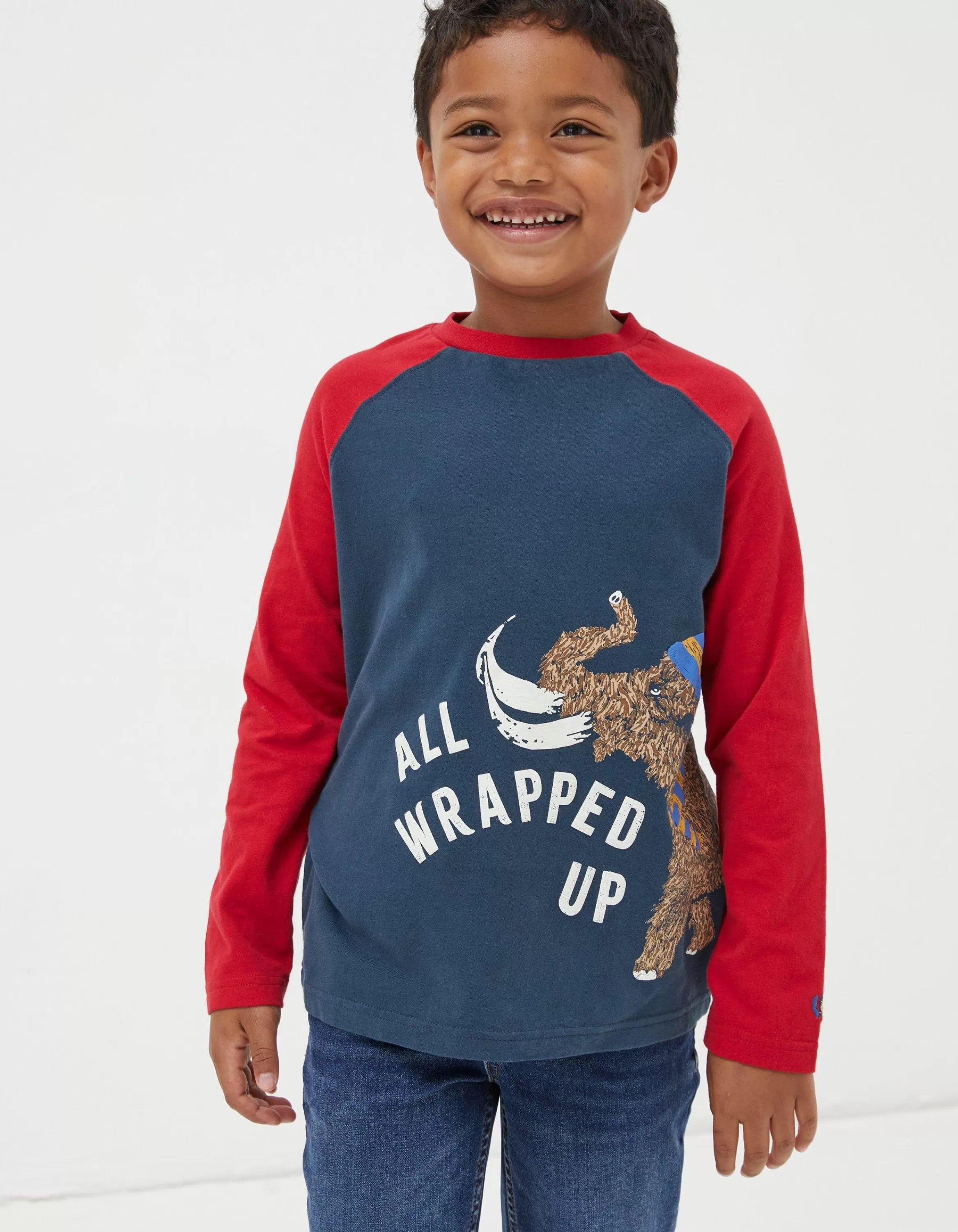 New FatFace Wilfred Woolly Mammoth Graphic Tee Navy