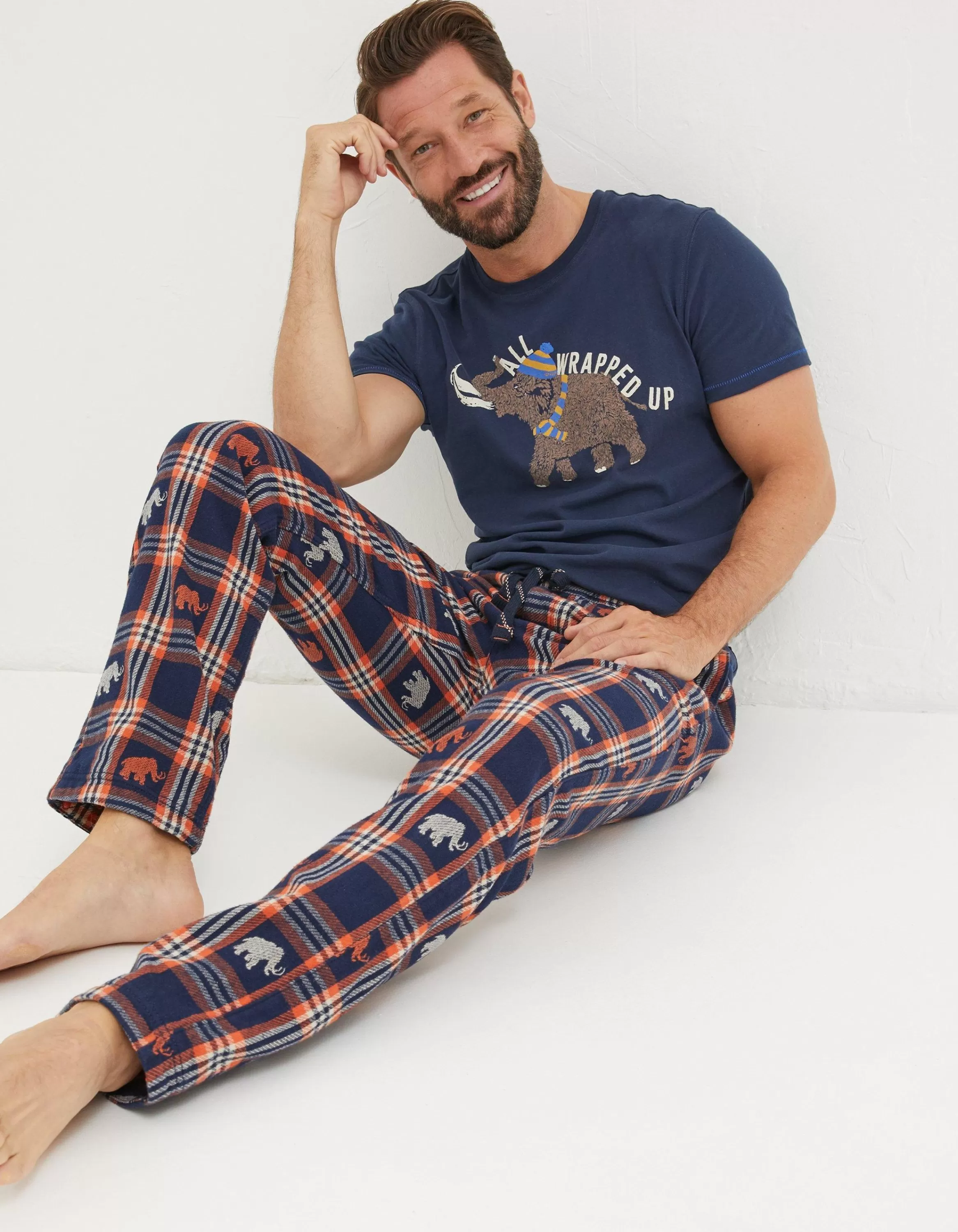 Sale FatFace Wilfred Woolly Mammoth Pyjama Bottoms Navy