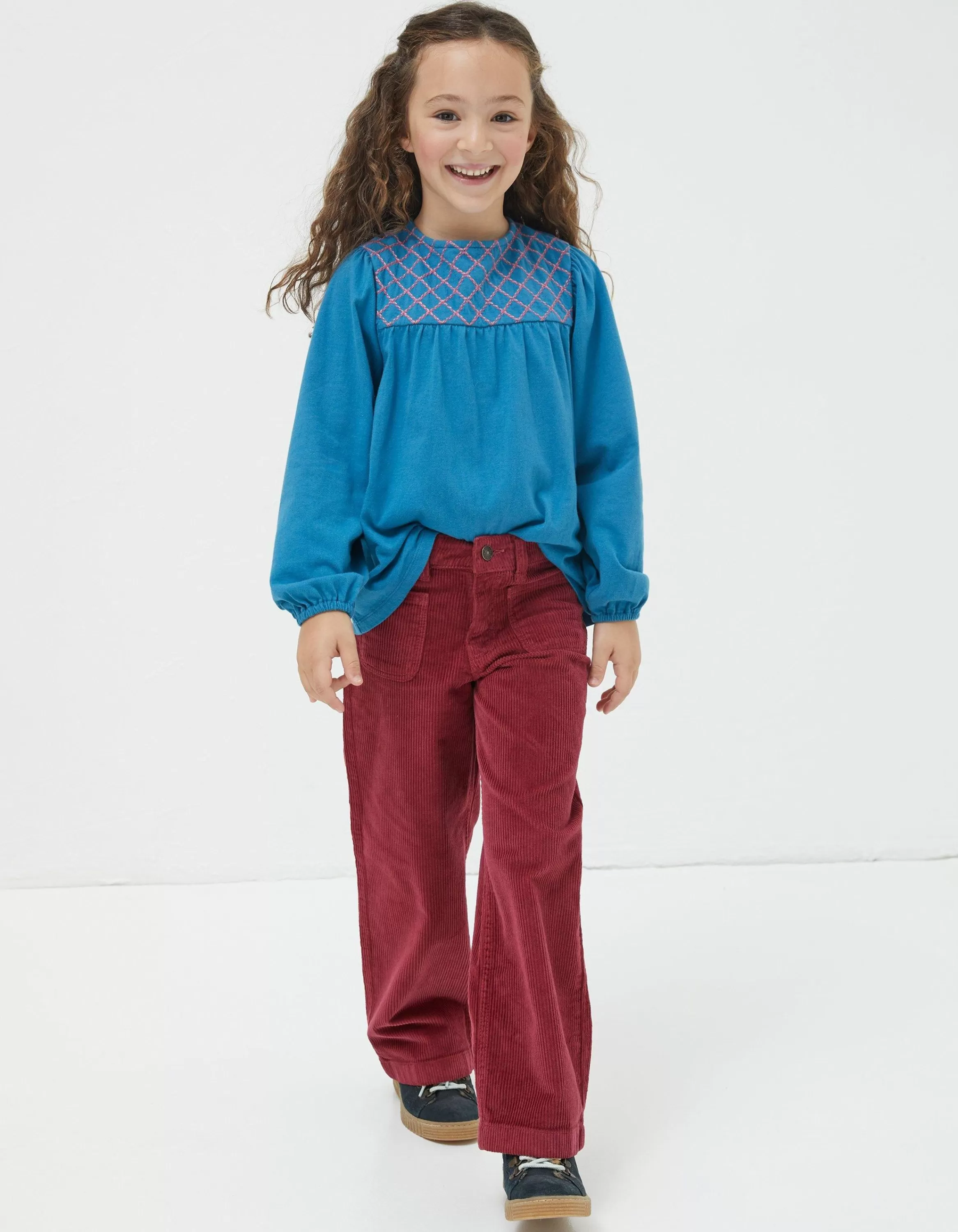 Best Sale FatFace Willow Wide Leg Cord Trouser Berry Pink