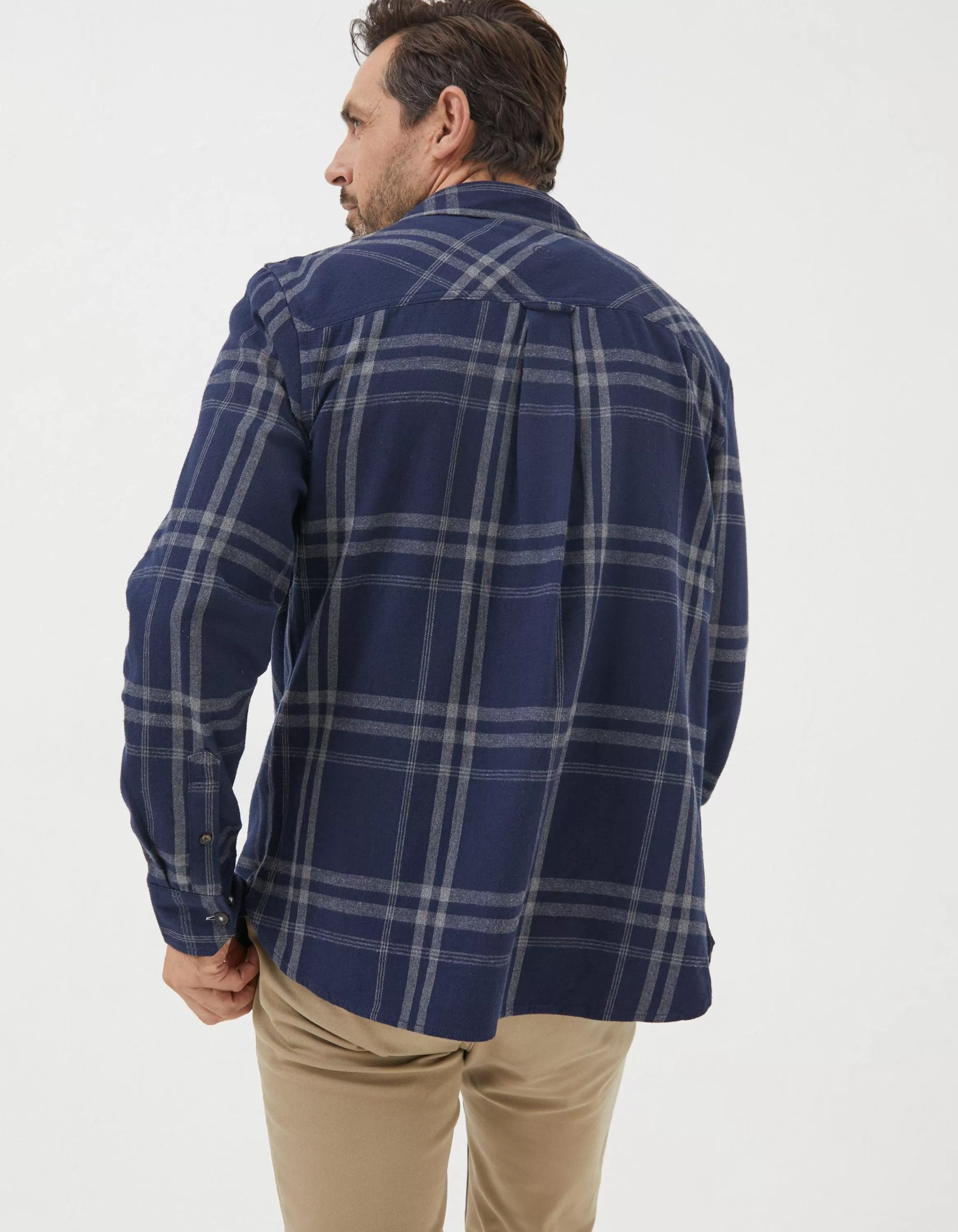 Store FatFace Windowpane Check Shirt Navy Marl