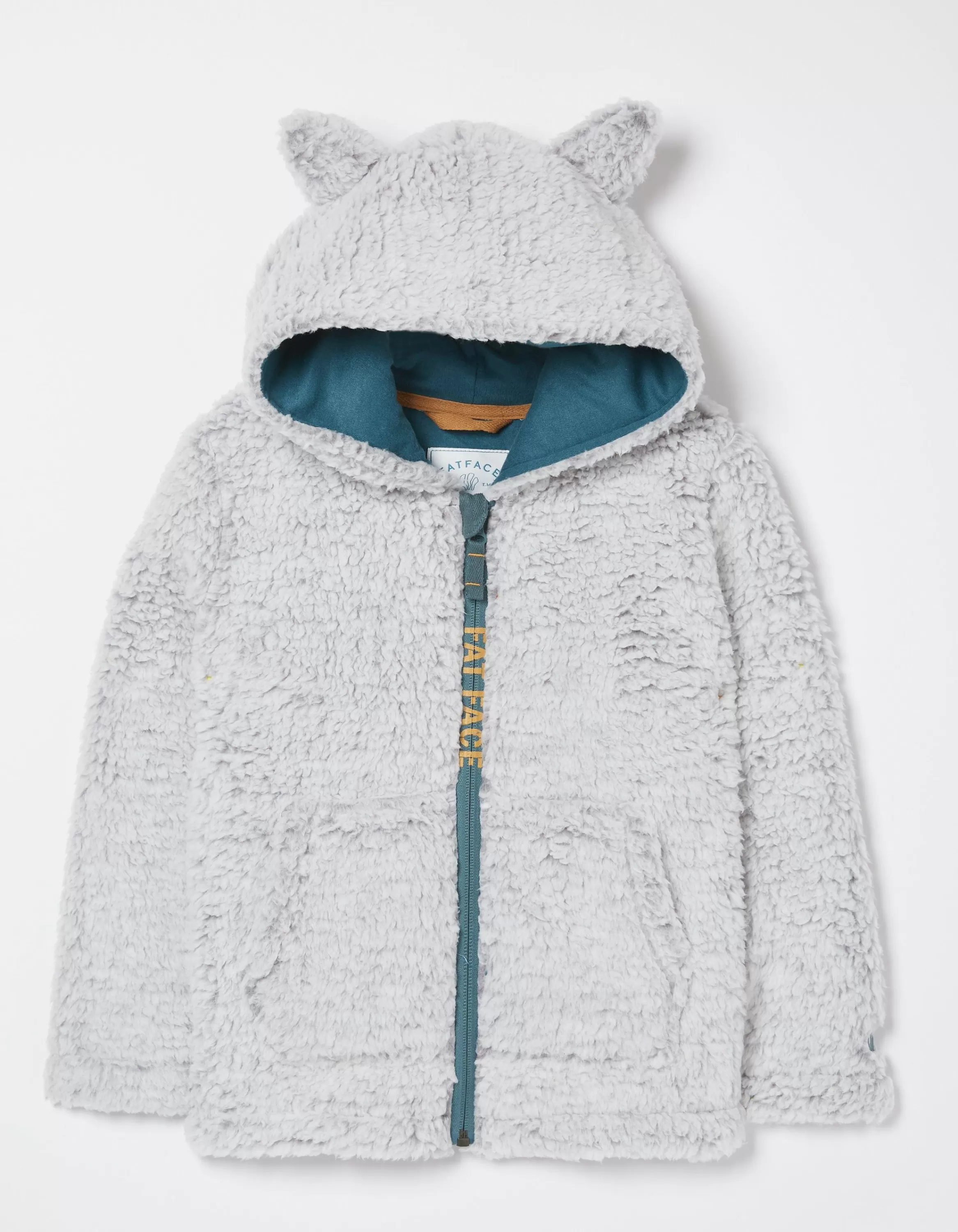 Fashion FatFace Wolf Fleece Zip Through Hoodie Grey Marl