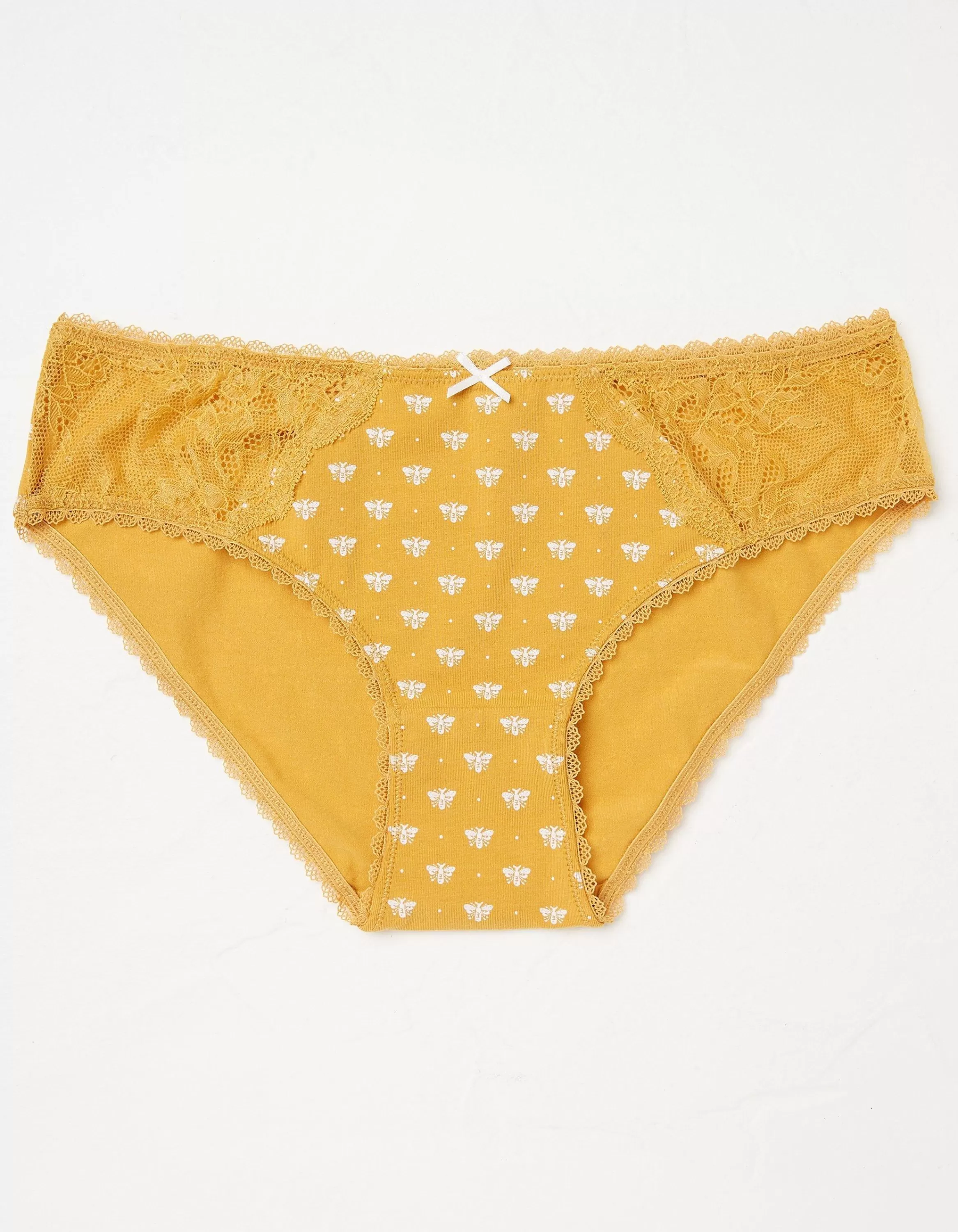 Clearance FatFace Woodblock Bee Mini Knickers Mustard Yellow