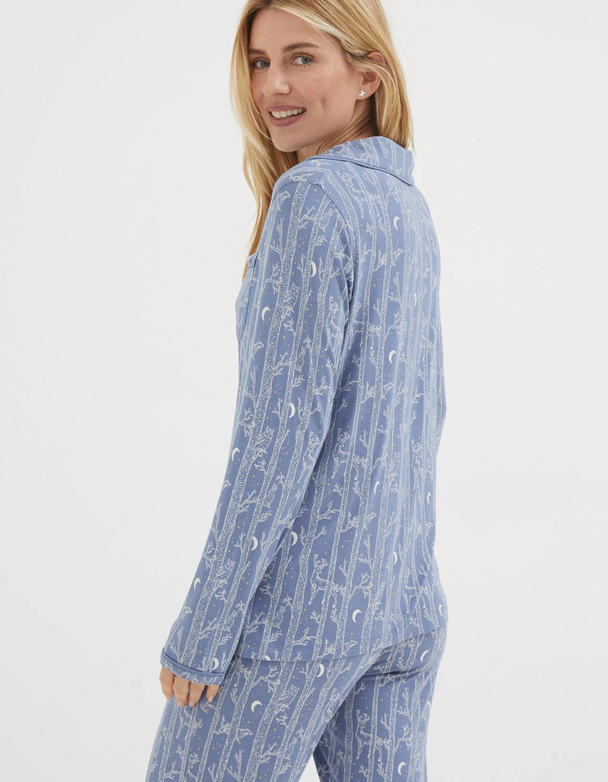 New FatFace Woodland Tree Nightshirt Chambray Blue