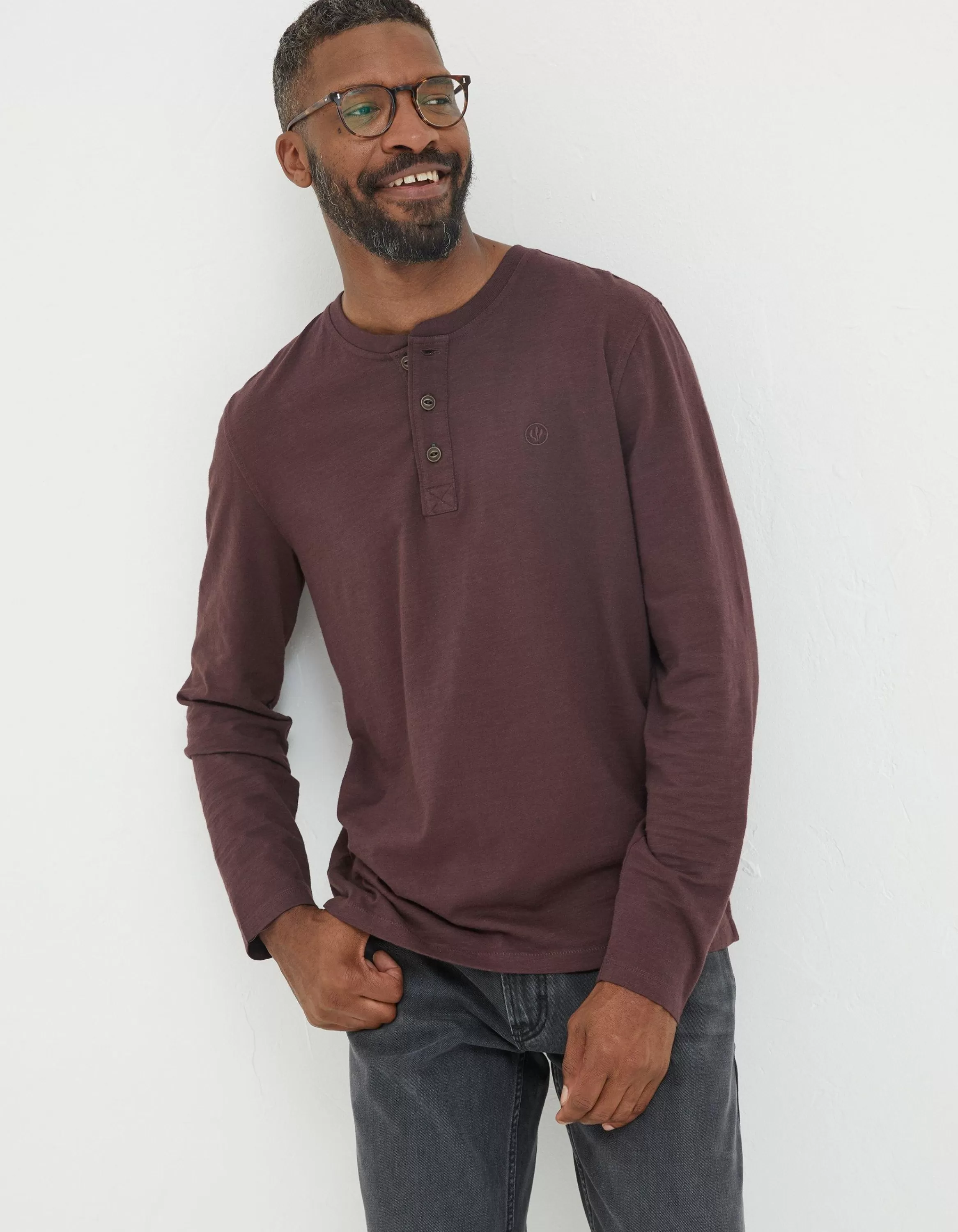 Cheap FatFace Woodside Slub Henley Plum