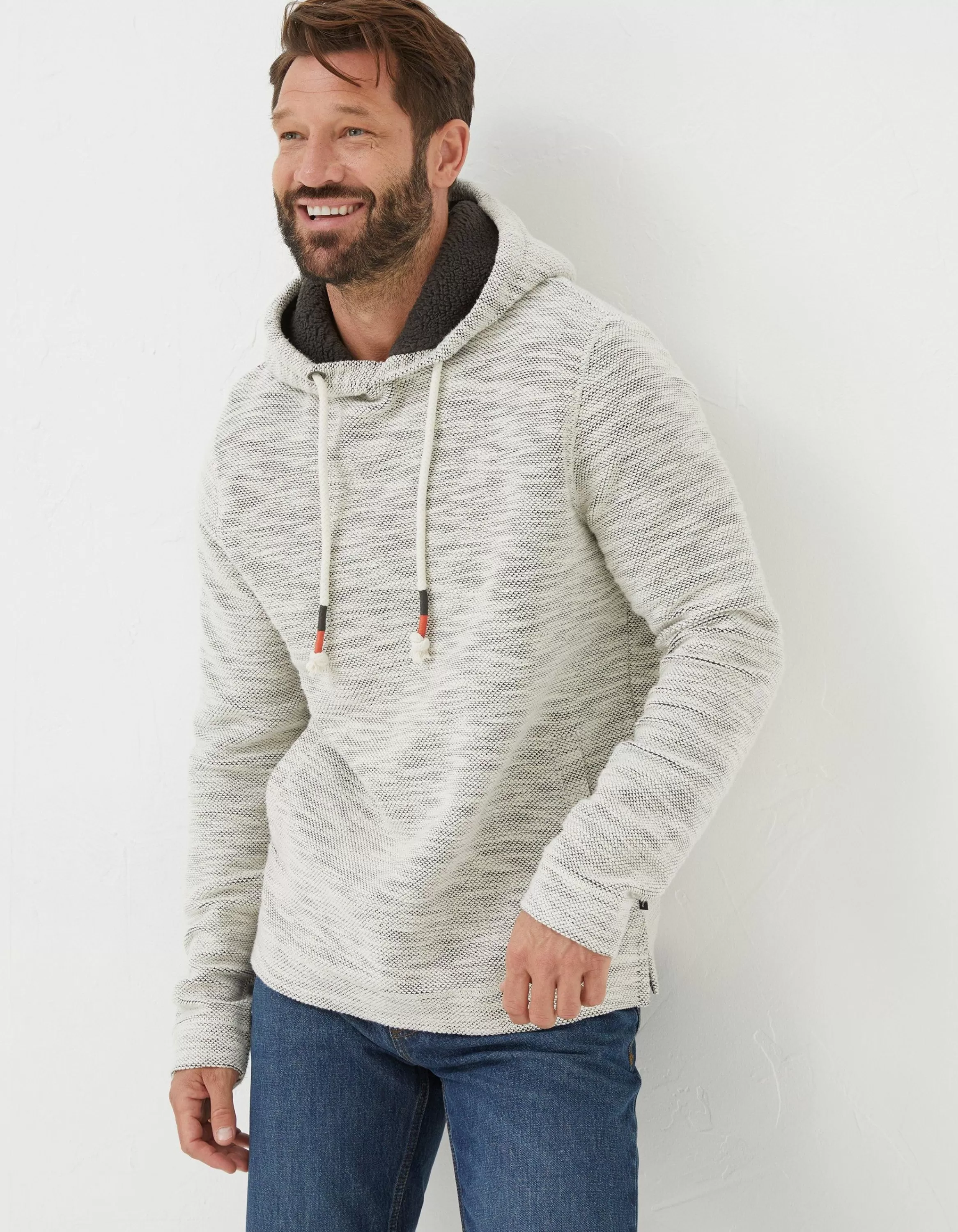 Clearance FatFace Woolacombe Fleece Hoodie Off White