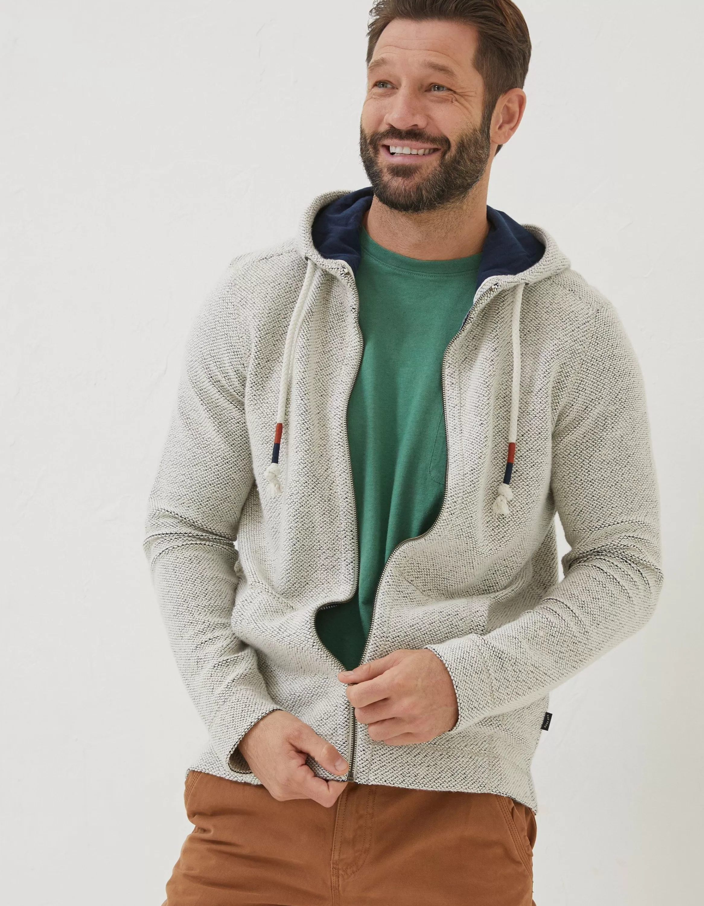 Cheap FatFace Woolacombe Zip Through Hoodie Oatmeal