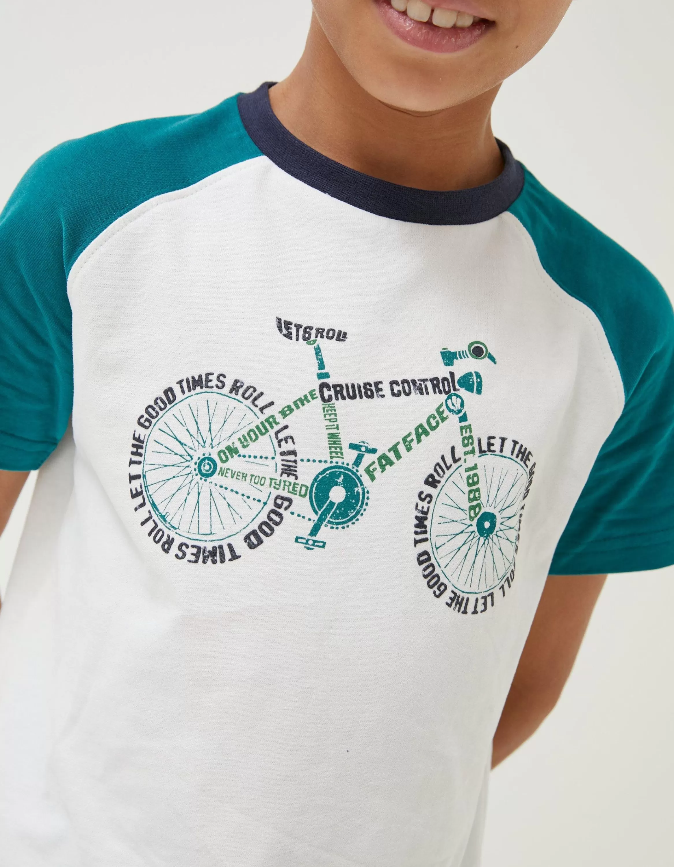 Store FatFace Word Bike Jersey T Shirt Off White