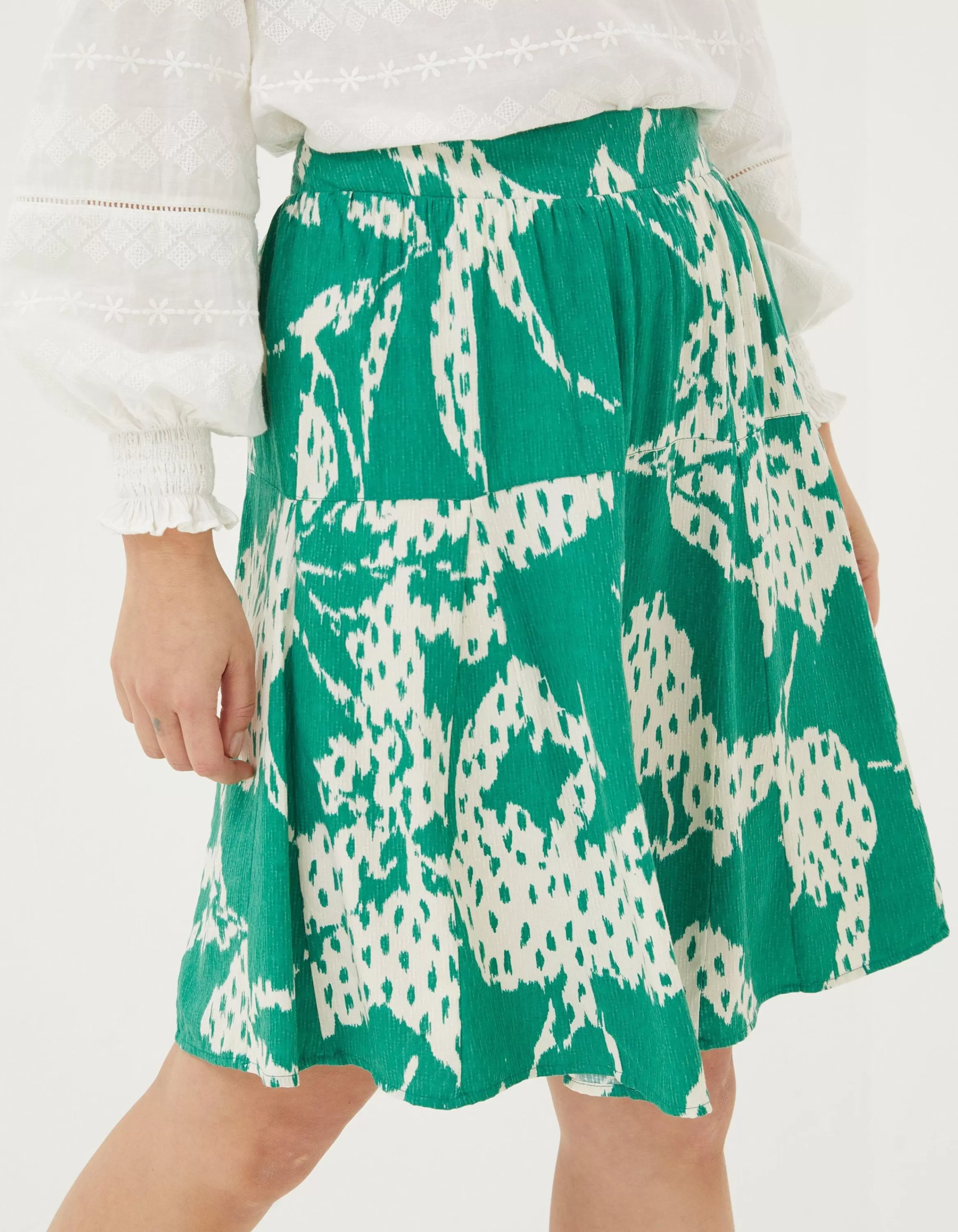 Discount FatFace Wynne Textured Leaves Skirt Green