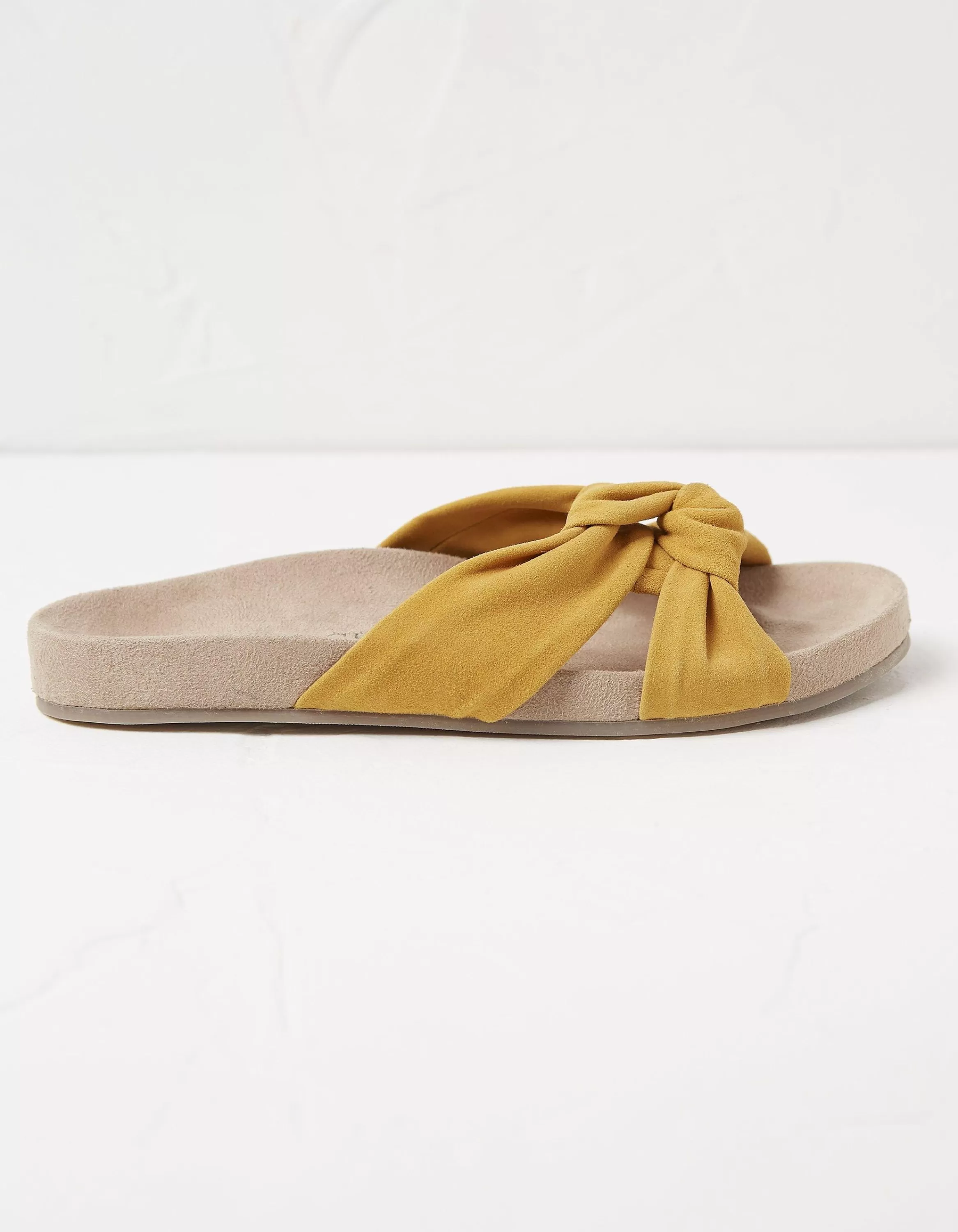 New FatFace Zoe Cross Strap Footbed Sliders Mustard